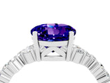 White gold Round Cut Tanzanite Scattered Round Accent Ring with Prong Setting_52