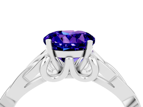 White gold Round Cut Tanzanite Solitaire Celtic Knot Ring with Four-Prong Setting_16