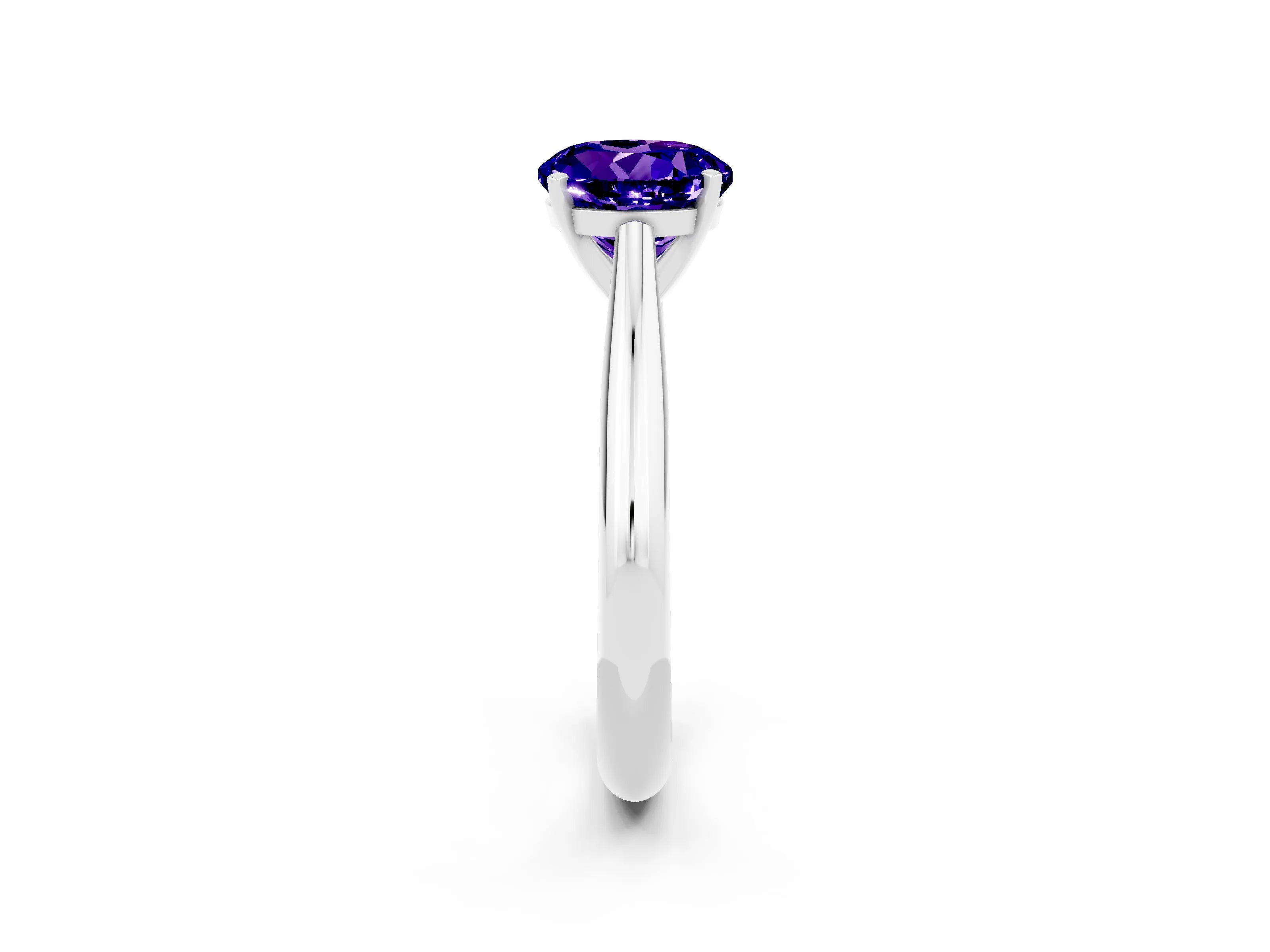 White gold Round Cut Tanzanite Solitaire Engagement Ring with Cathedral Setting and Four-Prong Mount_14