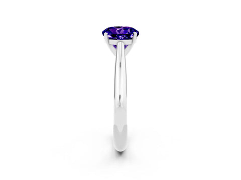 White gold Round Cut Tanzanite Solitaire Engagement Ring with Cathedral Setting and Four-Prong Mount_14