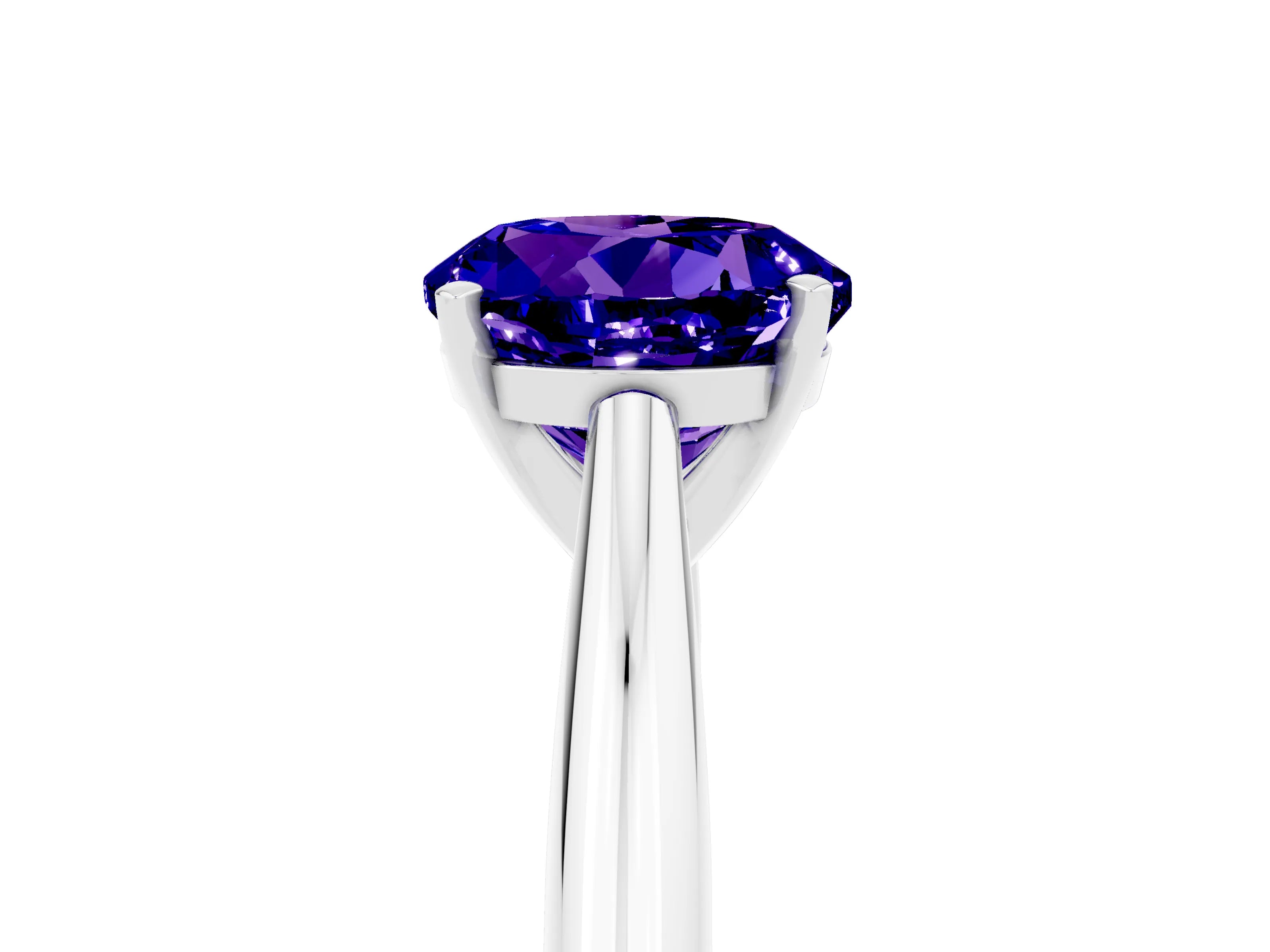 White gold Round Cut Tanzanite Solitaire Engagement Ring with Cathedral Setting and Four-Prong Mount_17