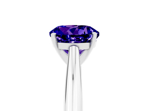 White gold Round Cut Tanzanite Solitaire Engagement Ring with Cathedral Setting and Four-Prong Mount_17