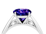 White gold Round Cut Tanzanite Solitaire Engagement Ring with Cathedral Setting and Four-Prong Mount_34