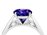 White gold Round Cut Tanzanite Solitaire Engagement Ring with Cathedral Setting and Four-Prong Mount_82
