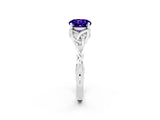 White gold Round Cut Tanzanite Solitaire Engagement Ring with Celtic Knot Band and Four-Prong Setting_2