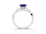White gold Round Cut Tanzanite Solitaire Engagement Ring with Celtic Knot Band and Four-Prong Setting_3