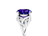 White gold Round Cut Tanzanite Solitaire Engagement Ring with Celtic Knot Band and Four-Prong Setting_5