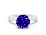 White gold Round Cut Tanzanite Solitaire Engagement Ring with Classic Band and Four-Prong Setting_24