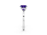 White gold Round Cut Tanzanite Solitaire Engagement Ring with Classic Band and Four-Prong Setting_26