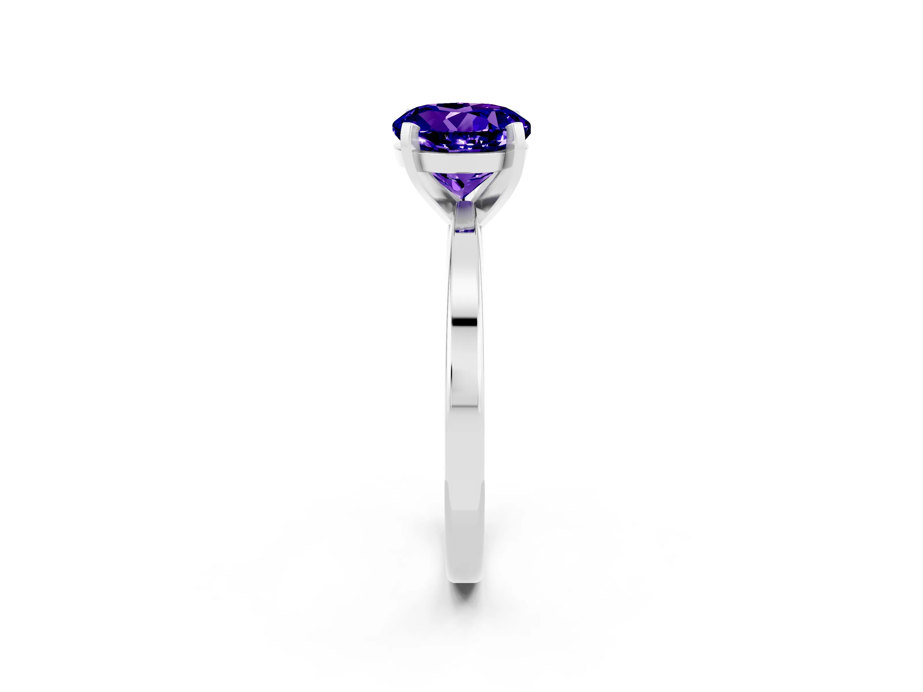 White gold Round Cut Tanzanite Solitaire Engagement Ring with Classic Band and Four-Prong Setting_26
