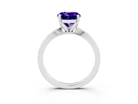 White gold Round Cut Tanzanite Solitaire Engagement Ring with Classic Band and Four-Prong Setting_27
