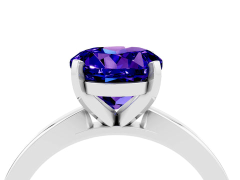 White gold Round Cut Tanzanite Solitaire Engagement Ring with Classic Band and Four-Prong Setting_28