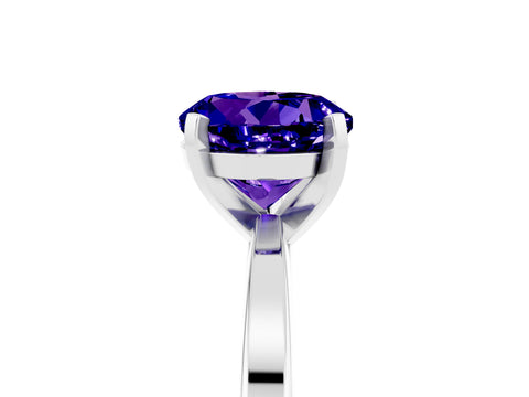 White gold Round Cut Tanzanite Solitaire Engagement Ring with Classic Band and Four-Prong Setting_29
