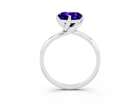 White gold Round Cut Tanzanite Solitaire Engagement Ring with Four-Prong Setting and Classic Band_15