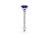 White gold Round Cut Tanzanite Solitaire Engagement Ring with Pavé Band and Four-Prong Setting_2
