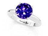 White gold Round Cut Tanzanite Solitaire Engagement Ring with Round Band and Four-Prong Setting_1