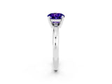 White gold Round Cut Tanzanite Solitaire Engagement Ring with Round Band and Four-Prong Setting_2