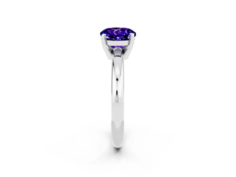 White gold Round Cut Tanzanite Solitaire Engagement Ring with Round Band and Four-Prong Setting_2