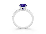 White gold Round Cut Tanzanite Solitaire Engagement Ring with Round Band and Four-Prong Setting_3