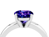 White gold Round Cut Tanzanite Solitaire Engagement Ring with Round Band and Four-Prong Setting_4