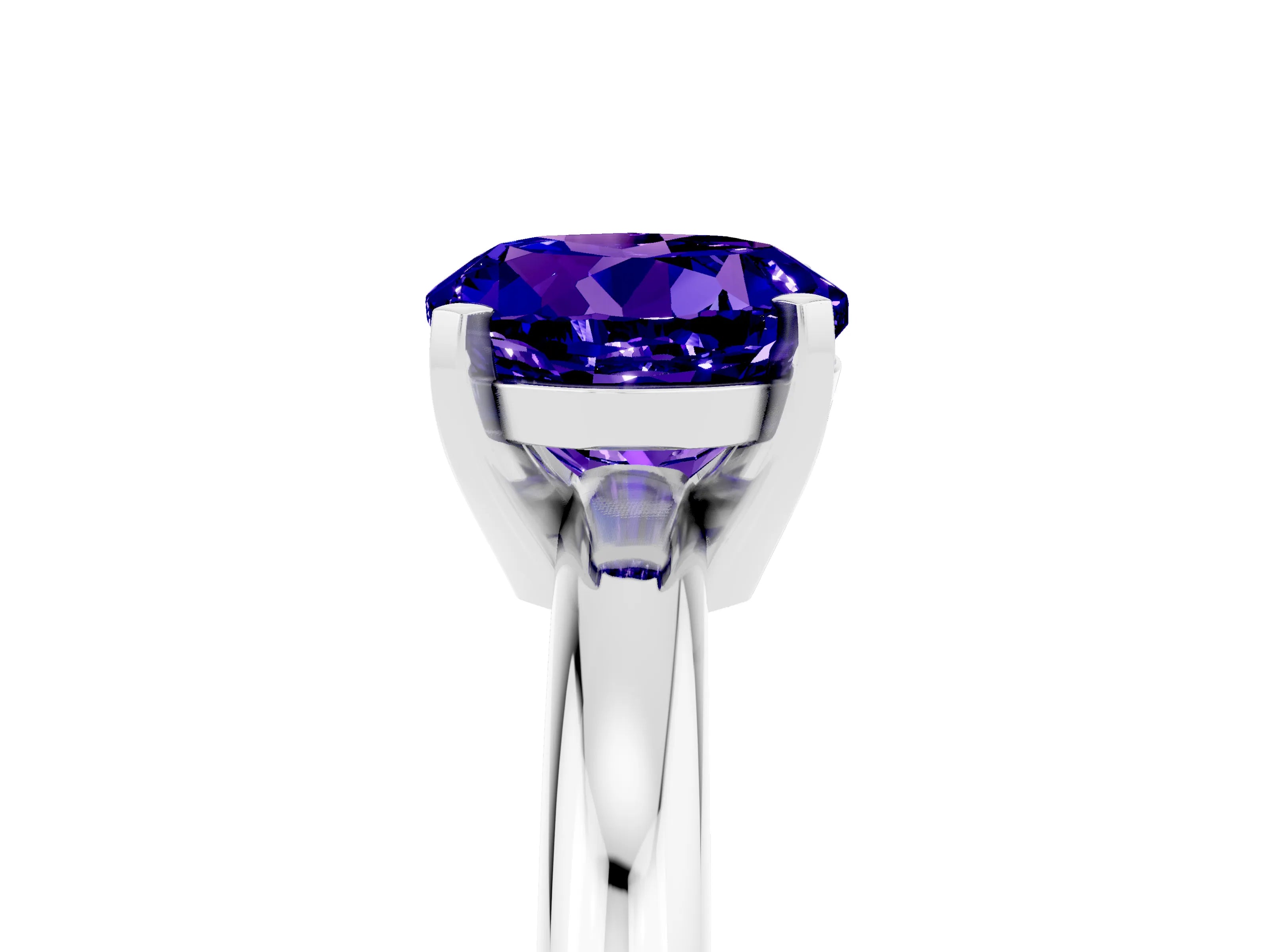 White gold Round Cut Tanzanite Solitaire Engagement Ring with Round Band and Four-Prong Setting_5