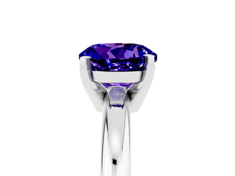 White gold Round Cut Tanzanite Solitaire Engagement Ring with Round Band and Four-Prong Setting_5