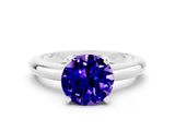 White gold Round Cut Tanzanite Solitaire Engagement Ring with Round Band and Four-Prong Setting