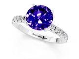 White gold Round Cut Tanzanite Solitaire Pavé Band with Four-Prong Setting_1