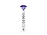 White gold Round Cut Tanzanite Solitaire Pavé Band with Four-Prong Setting_2