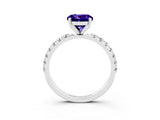 White gold Round Cut Tanzanite Solitaire Pavé Band with Four-Prong Setting_3