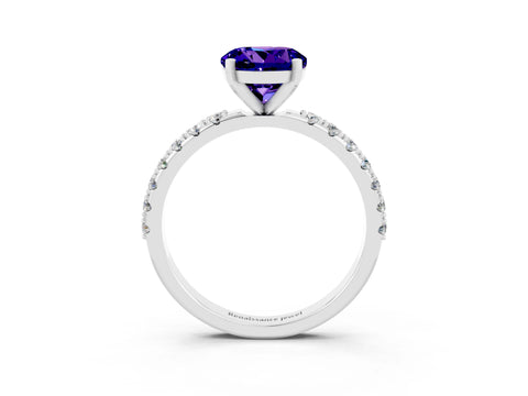 White gold Round Cut Tanzanite Solitaire Pavé Band with Four-Prong Setting_3