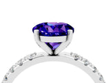 White gold Round Cut Tanzanite Solitaire Pavé Band with Four-Prong Setting_4