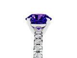 White gold Round Cut Tanzanite Solitaire Pavé Engagement Ring with Round Band and Prong Setting_17