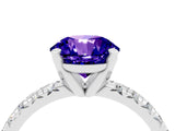 White gold Round Cut Tanzanite Solitaire Pavé Engagement Ring with Round Band and Prong Setting_70