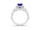 White gold Round Cut Tanzanite Solitaire Ring with Filigree Band and Four-Prong Setting_27