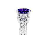 White gold Round Cut Tanzanite Solitaire Ring with Filigree Band and Four-Prong Setting_29