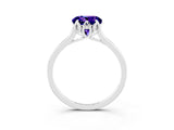 White gold Round Cut Tanzanite Solitaire Ring with Flower Prong Setting and Classic Band_15