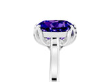 White gold Round Cut Tanzanite Solitaire Ring with Flower Prong Setting and Classic Band_17