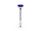 White gold Round Cut Tanzanite Solitaire Ring with Pavé Accents and Four-Prong Setting_2