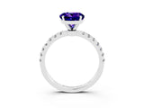 White gold Round Cut Tanzanite Solitaire Ring with Pavé Accents and Four-Prong Setting_3