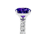 White gold Round Cut Tanzanite Solitaire Ring with Pavé Accents and Four-Prong Setting_5