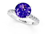 White gold Round Cut Tanzanite Solitaire Ring with Pavé Band and Four-Prong Setting_25