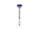 White gold Round Cut Tanzanite Solitaire Ring with Pavé Band and Four-Prong Setting_26