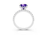White gold Round Cut Tanzanite Solitaire Ring with Pavé Band and Four-Prong Setting_27