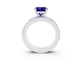 White gold Round Cut Tanzanite Solitaire Ring with Pavé and Channel Set Band_3