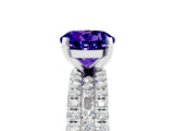White gold Round Cut Tanzanite Solitaire Ring with Pavé and Channel Set Band_5