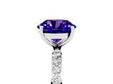White gold Round Cut Tanzanite Solitaire Ring with Pave Band and Four Prong Setting_29