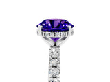 White gold Round Cut Tanzanite Solitaire Ring with Round  Pavé Band and Four-Prong Setting_53