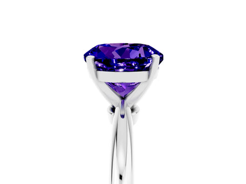 White gold Round Cut Tanzanite Solitaire Ring with Six-Prong Setting and Classic Band_17
