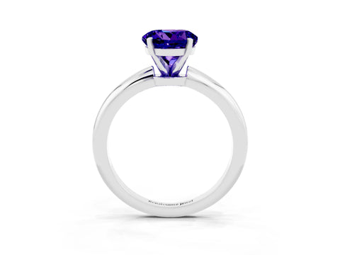 White gold Round Cut Tanzanite Solitaire Ring with Six-Prong Setting and Classic Band_3